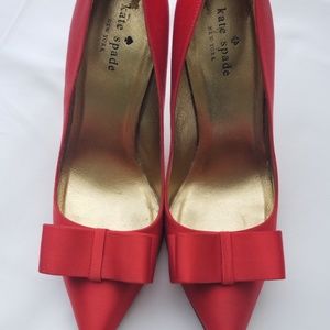 KATE SPADE Red Satin Bow Shoes